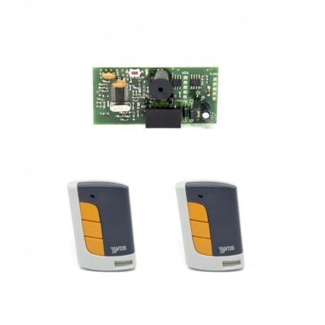 Kit VDS Receptor SRT Enchufable + 2  Mandos Garaje VDS E010 ECO-R 5 canales. Frecuencia 433Mhz