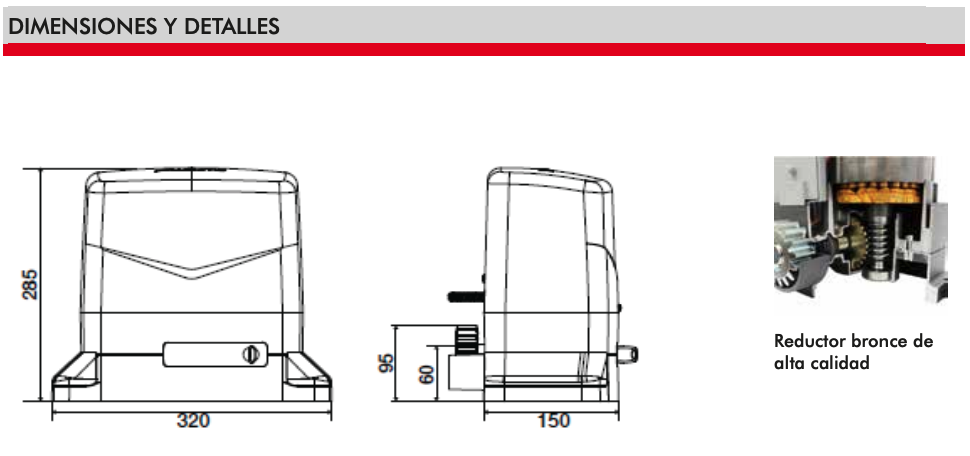 Kit Motor Aprimatic ONDA 1024 para Puertas Correderas hasta 1000kg -  Automatismos Proalma